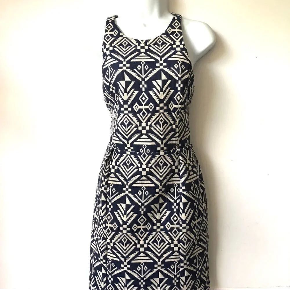 DOLCE VITA BLUE OFF WHOTE AZTEC CUT OUT DRESS